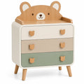 Cómoda con cajones con motivo de oso, marrón, blanco y verde