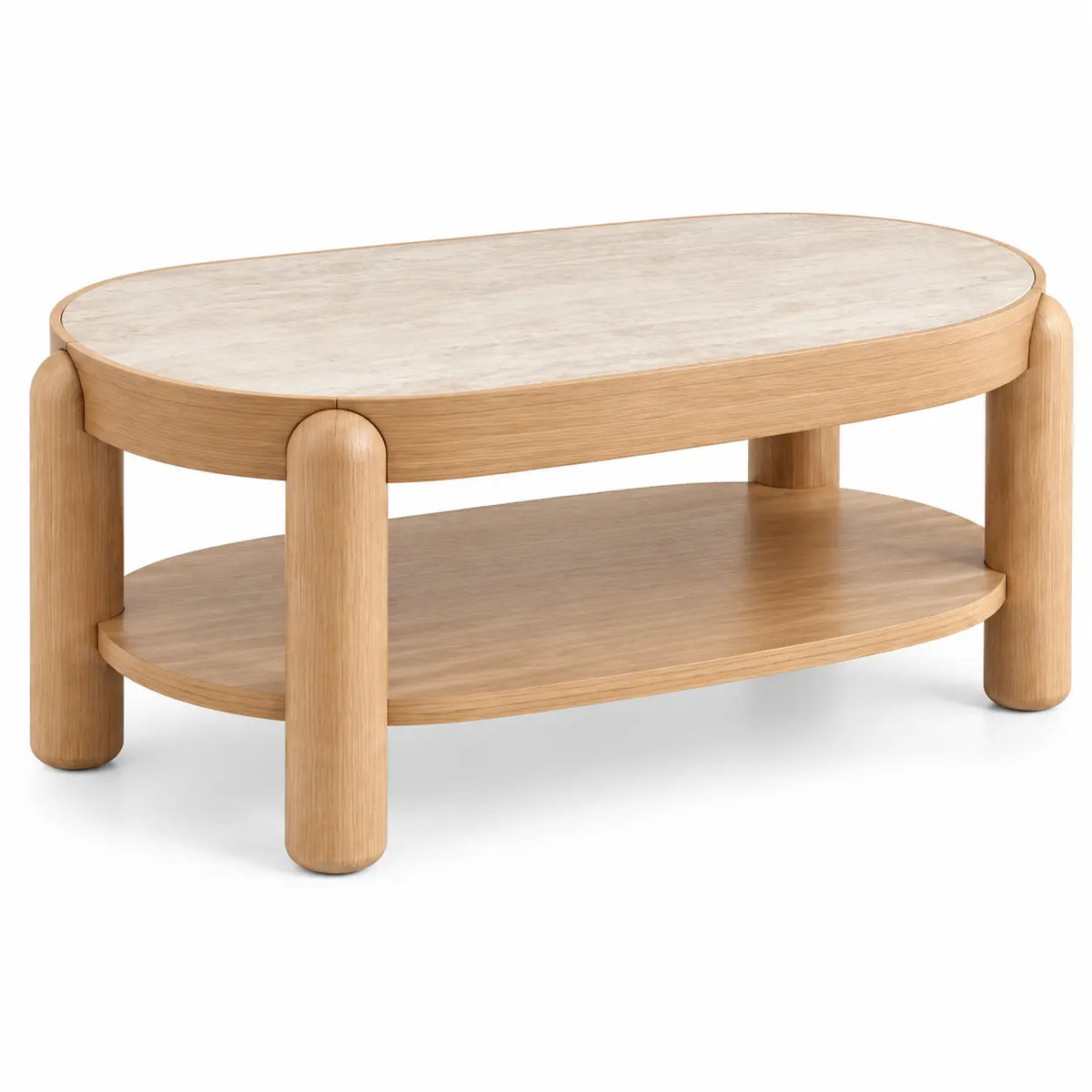 Mesa de centro de contorno redondeado, beige