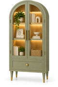 Vitrina de almacenamiento con formas arqueadas, verde y marrón