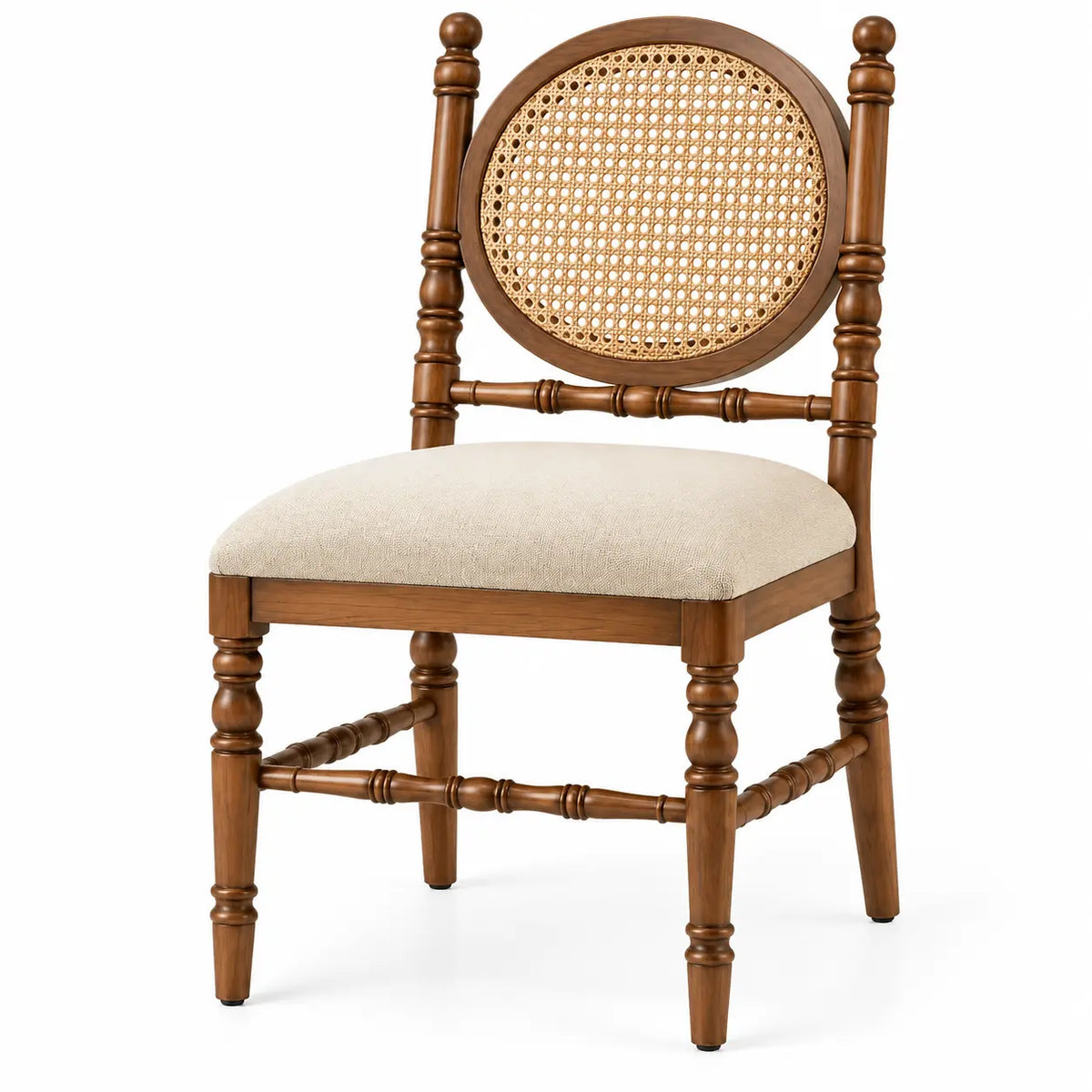 Silla con respaldo de contorno redondeado, beige y marrón